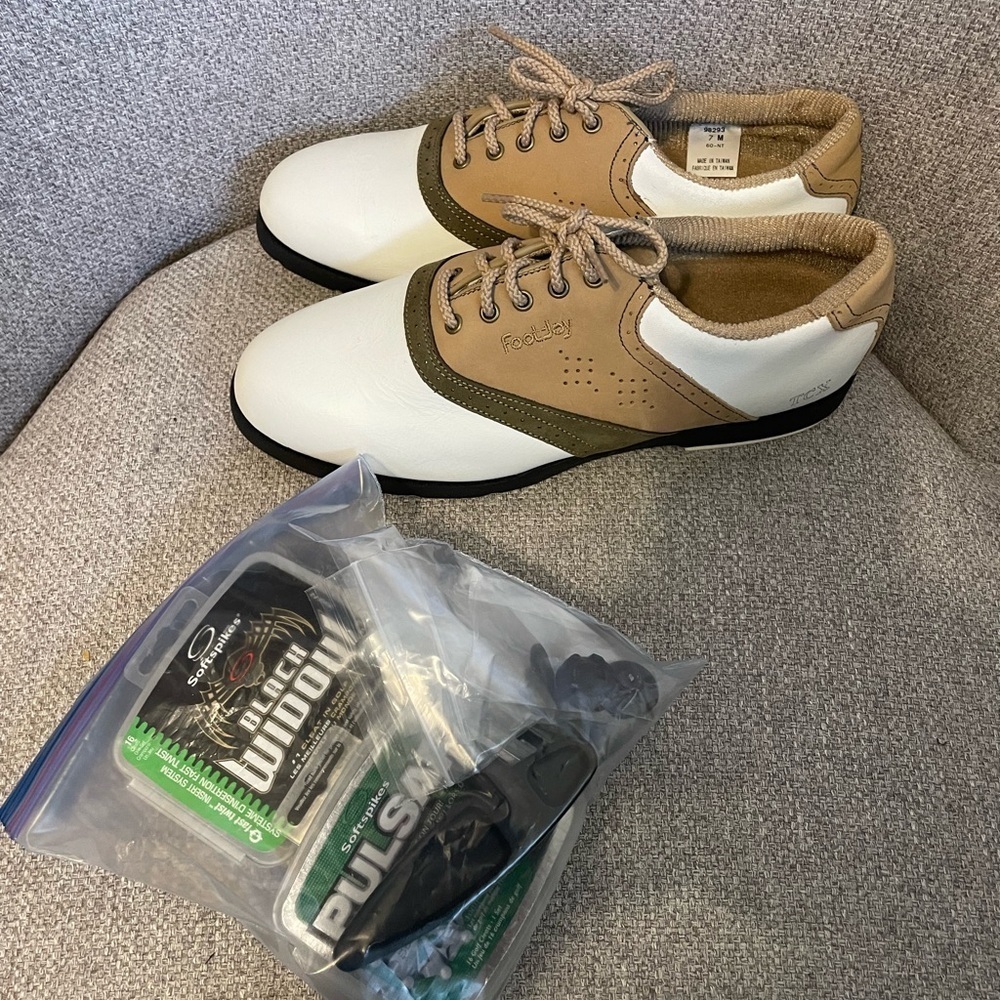 FOOTJOY- TCX Golf Shoes 7 M Brown White Oxford Loafer classic